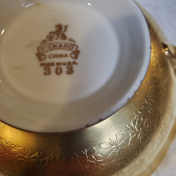 VTG Eckard China Gold Gilt Creamer Sugar Bowl Gravy Boat Planters Decor - Picture 3 of 9